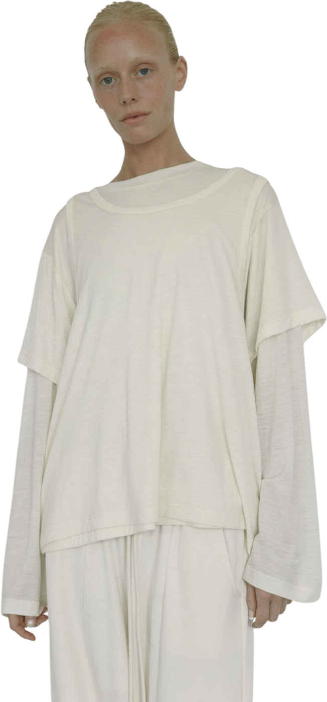 Bohème The Merino Wool Layered Tee, Cream