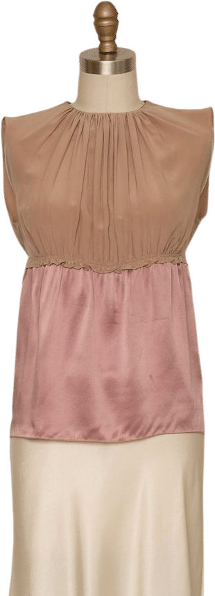 Prada Silk Sleeveless Blouse in Tan & Mauve | Khata Space