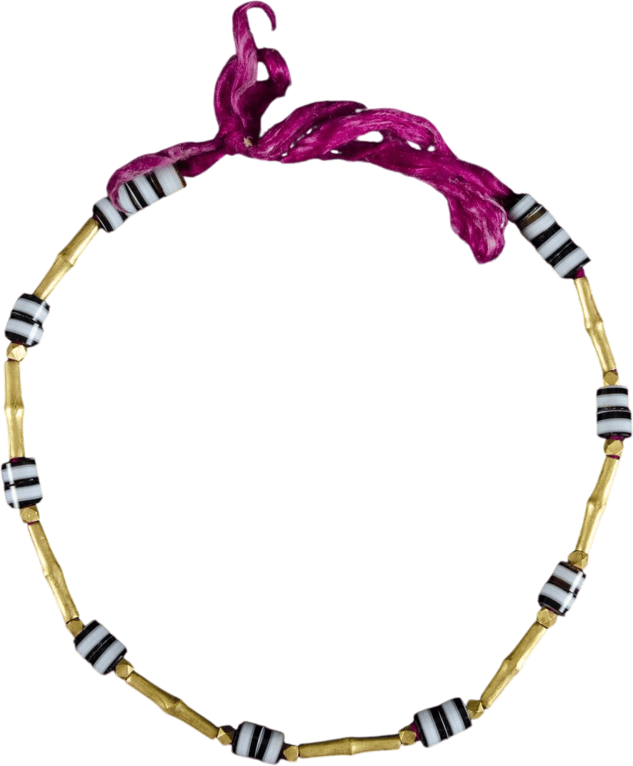 Gold, Glass, and Silk Necklace from Sudan