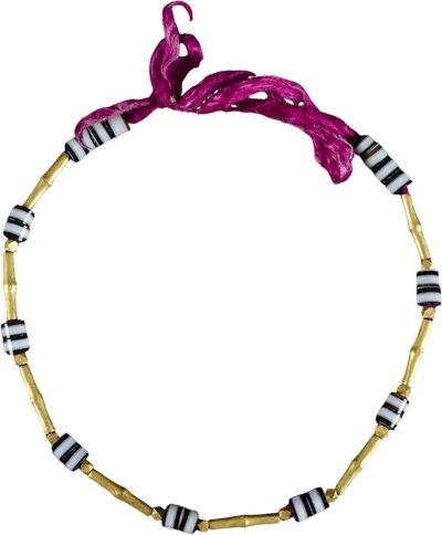 Gold, Glass, and Silk Necklace from Sudan