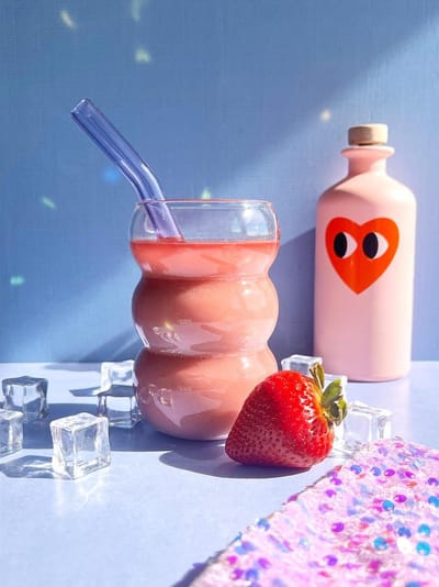 Glass Bubble Cup with Straw