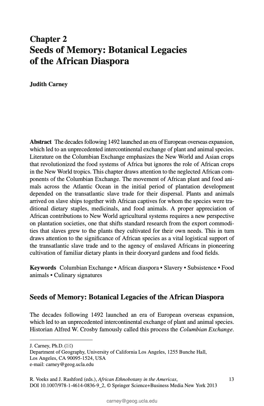 Seeds of Memory (Judith Carney)