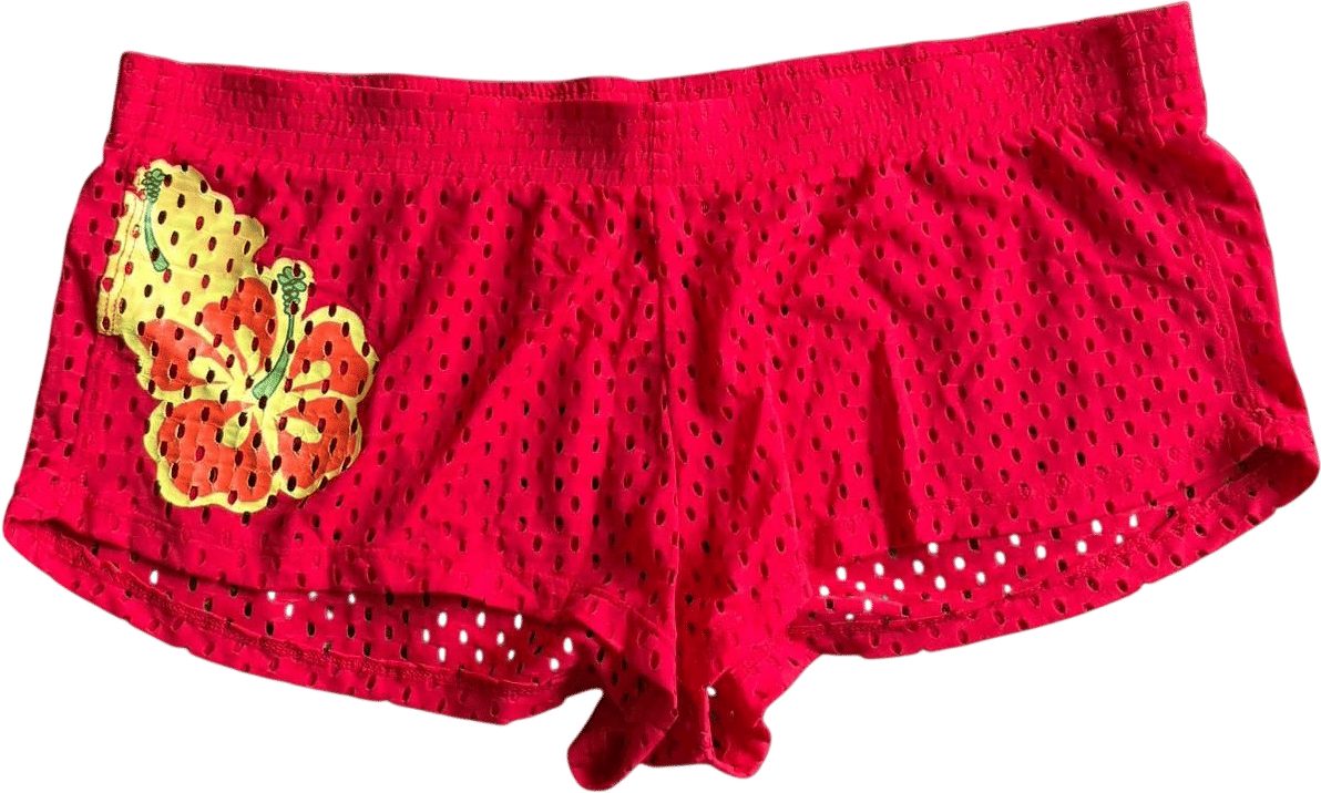 Mossimo Red and Yellow Hibiscus Mesh Shorts