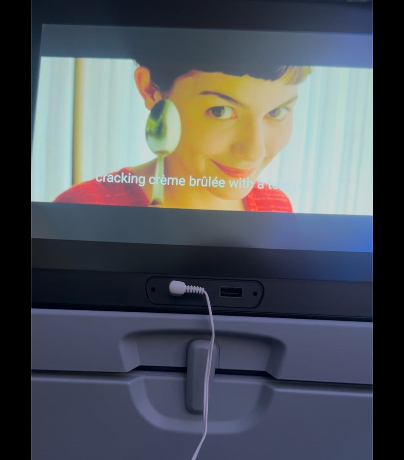 Watching a movie on a plane