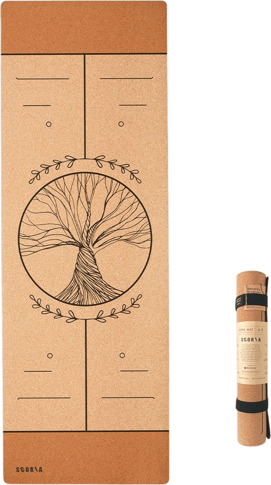 Scoria World Tree of Life Alignment Cork Yoga Mat