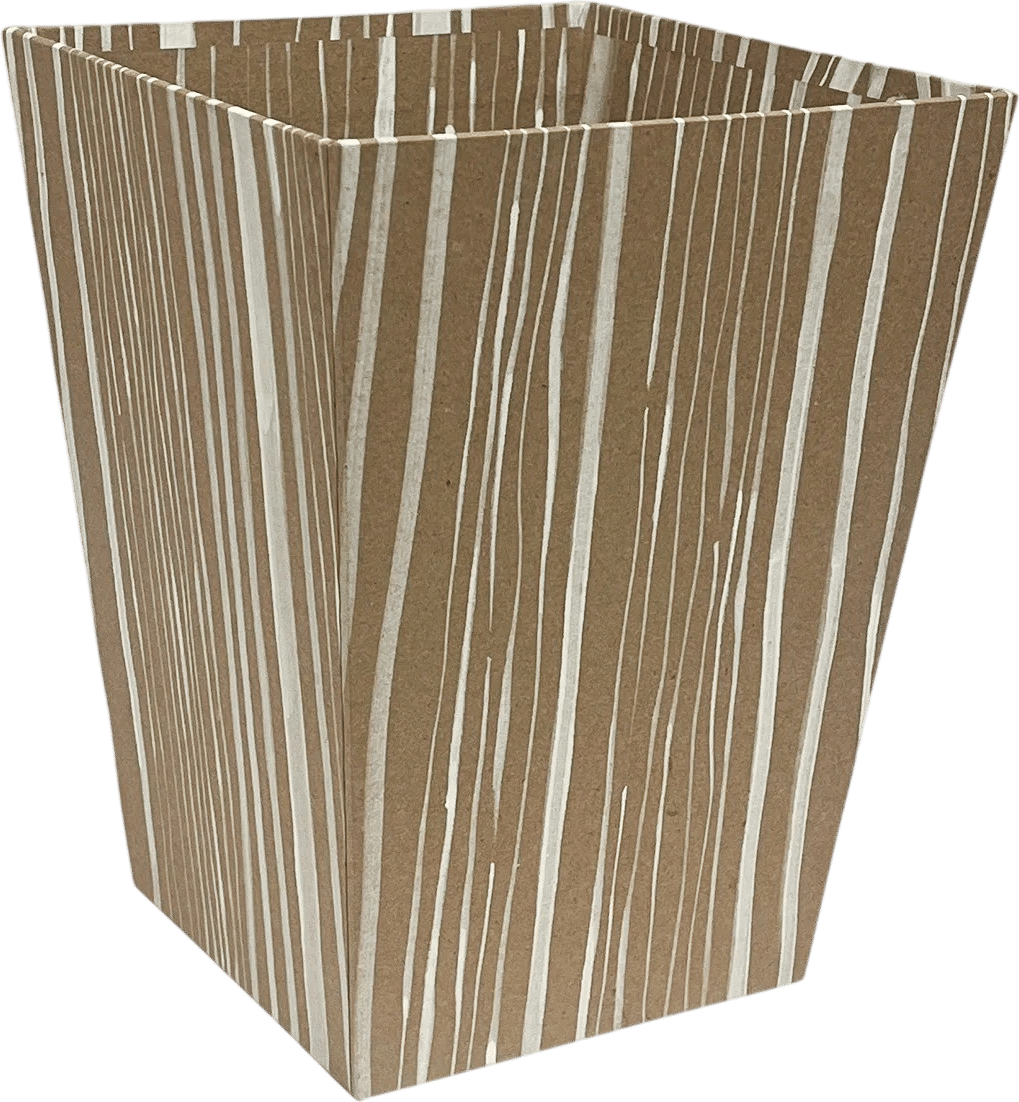 KRB Hand-Painted Paper-Covered Accessories in White on Natural Faux Bois