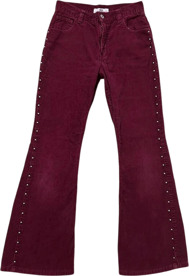 90s Y2k Vintage Gasoline Purple Studded Corduroy Low Rise Flare Jeans - Etsy