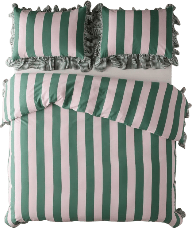 Striped Ruffle Duvet Cover Set