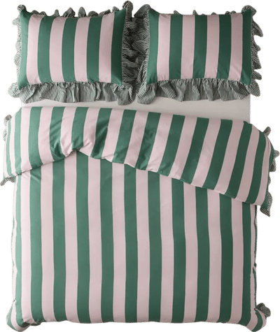 Striped Ruffle Duvet Cover Set