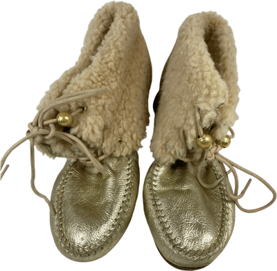 Gold Metallic Fur Boots