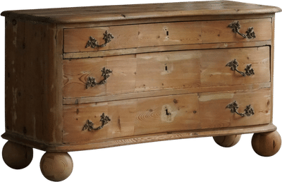 Antique Danish Chest of Drawers in Pine with Ball Feet