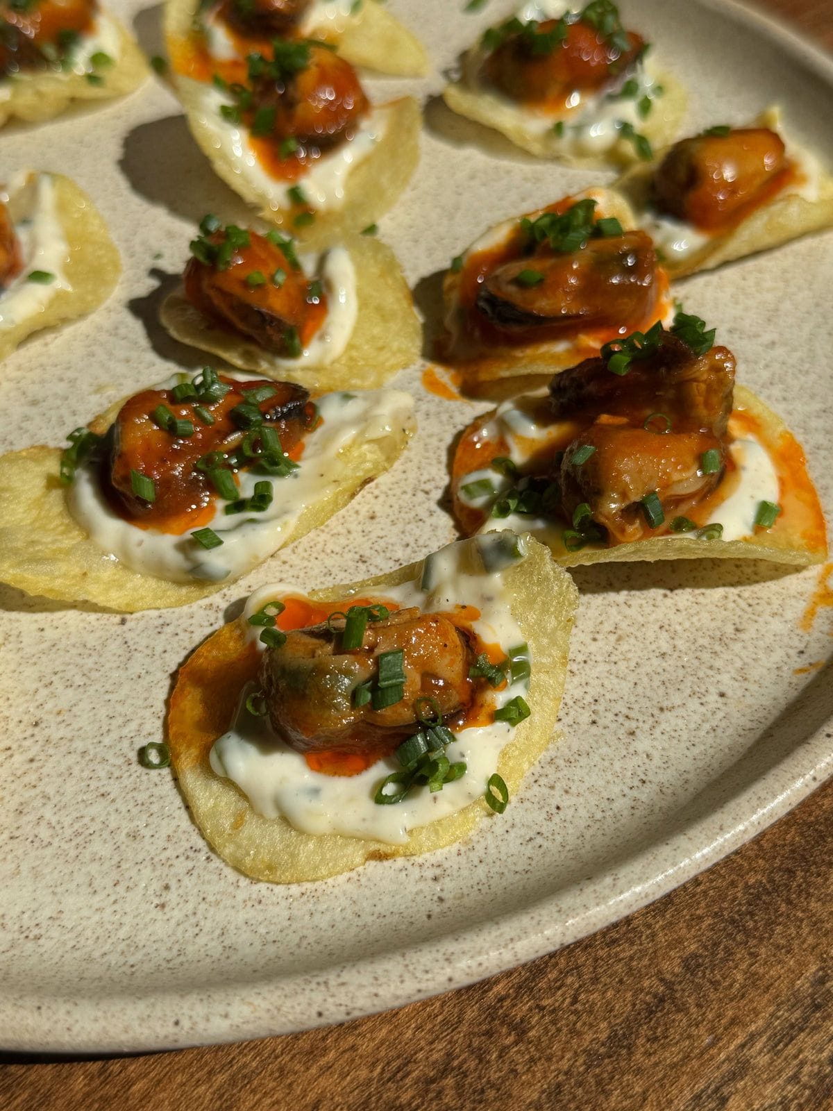 Fishwife Potato Chips with Chive Aioli and Mussels