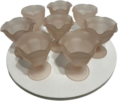 Vintage Indiana Glass Frosted Sundae Cups Set
