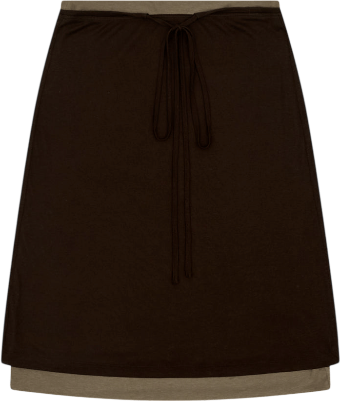 Five By Flynn Women's Layered Skirt - Brown / Khaki