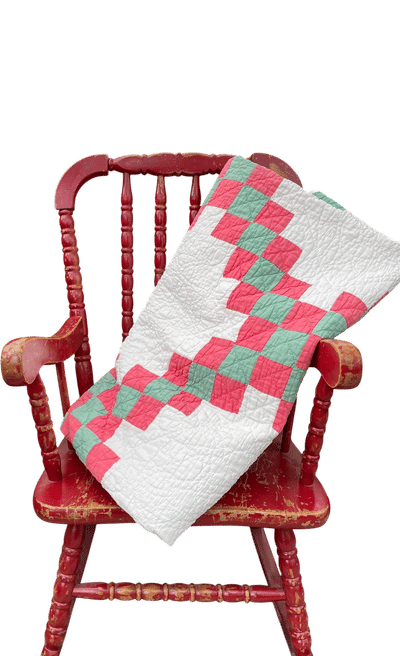 Vintage Irish Chain Hand-Stitched Quilt