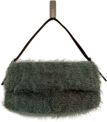 Maxx New York Green Fuzzy Shoulder Bag