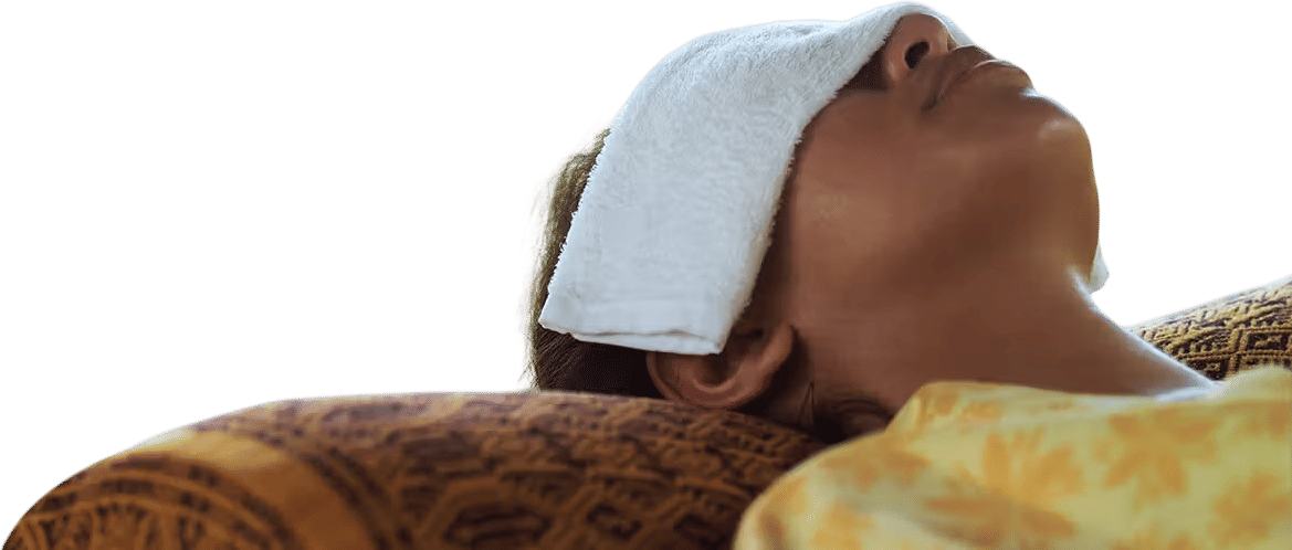 Putting a damp, cold washcloth over your eyes
