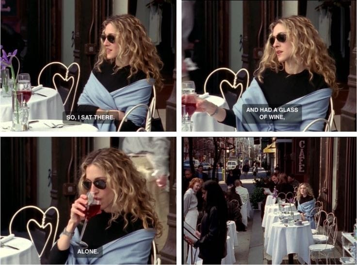 dining out, alone