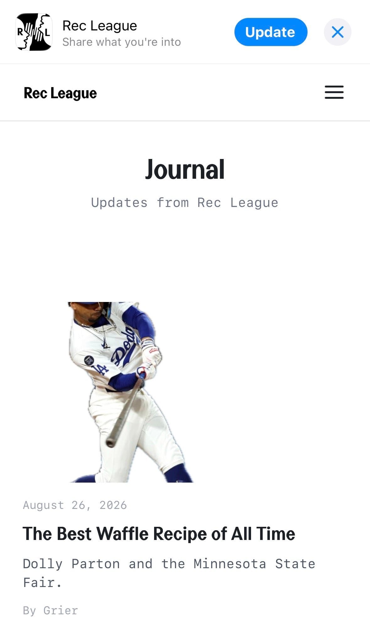 Rec League Journal