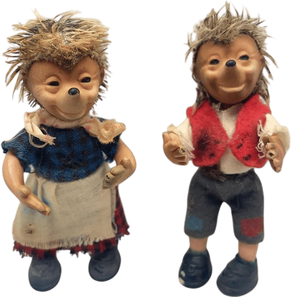 Vintage Pair of Mecki Hedgehog 1950s era Germany porcupine wool Mohair Steiff?