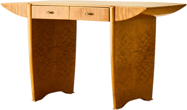 ITALIAN MAPLE AND BRASS CONSOLE C. 1955