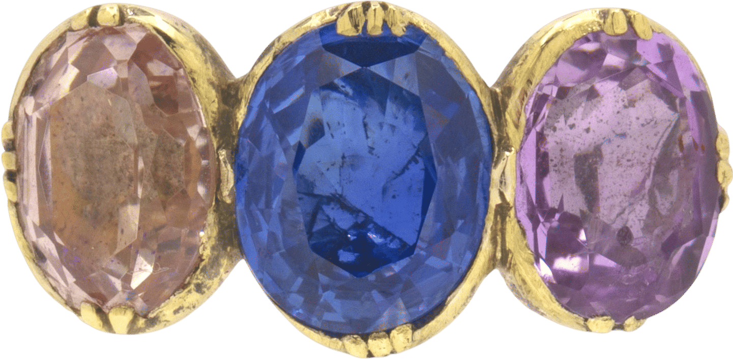 Georgian 15ct Gold Sapphire Trilogy Ring, 4.00ct