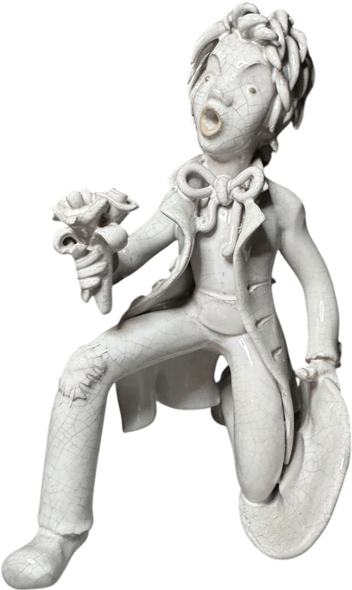 Anzengruber Jeramie Figurine On Knee With Flowers (Austria)