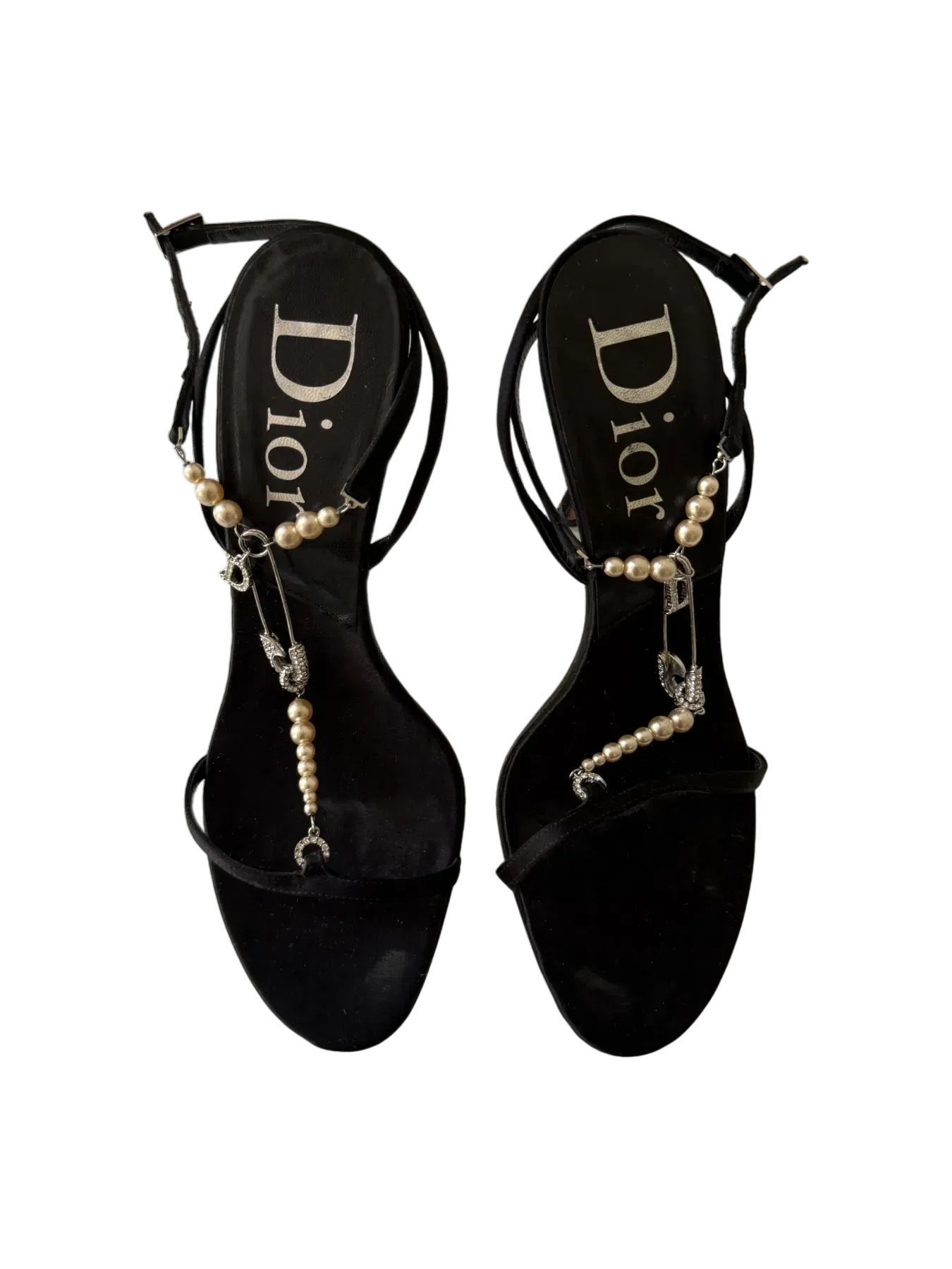 John Galliano 2004 Black Satin Pearl Heels