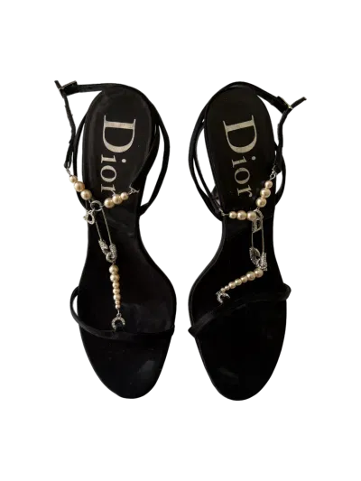 John Galliano 2004 Black Satin Pearl Heels