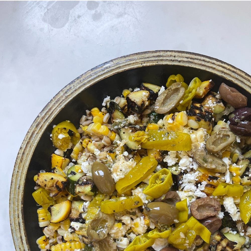 Greekish Farro Salad Recipe
