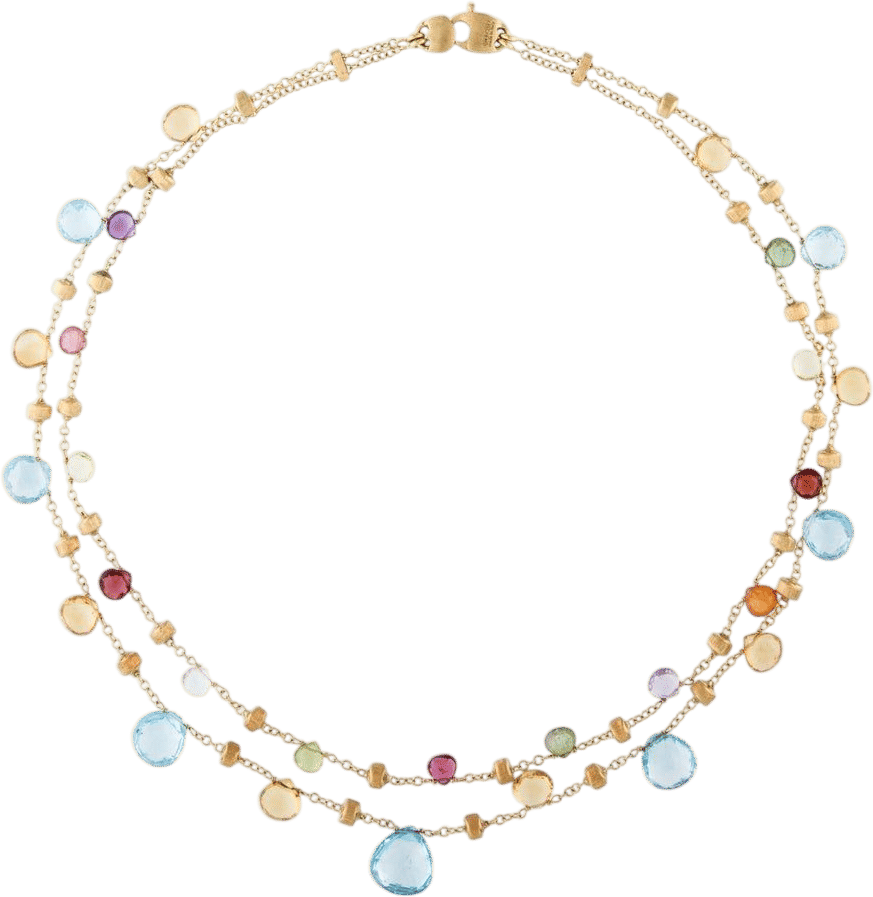 18K Multistone Double Strand Necklace