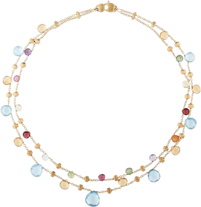 18K Multistone Double Strand Necklace