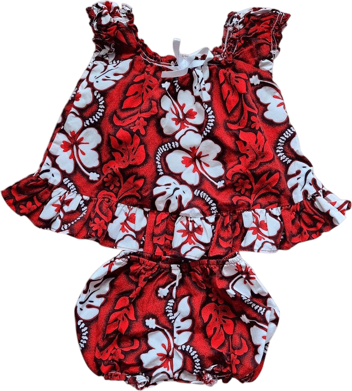 Vintage Ky's Hawaii Toddler Top & Bloomer Set, Red Hibiscus Print, 9-12m - Etsy