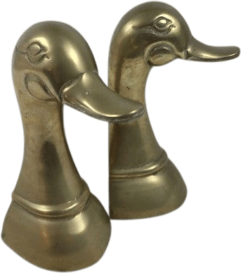 Vintage Brass Duck Goose Bookends Pair MCM