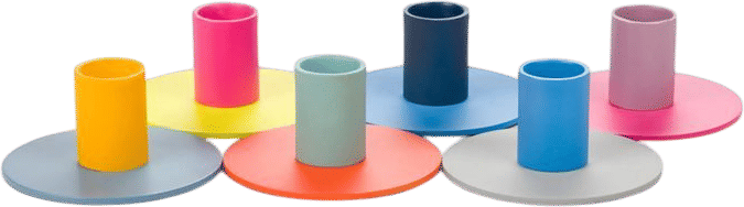 Set of 6 Small Two-Tone Candleholders