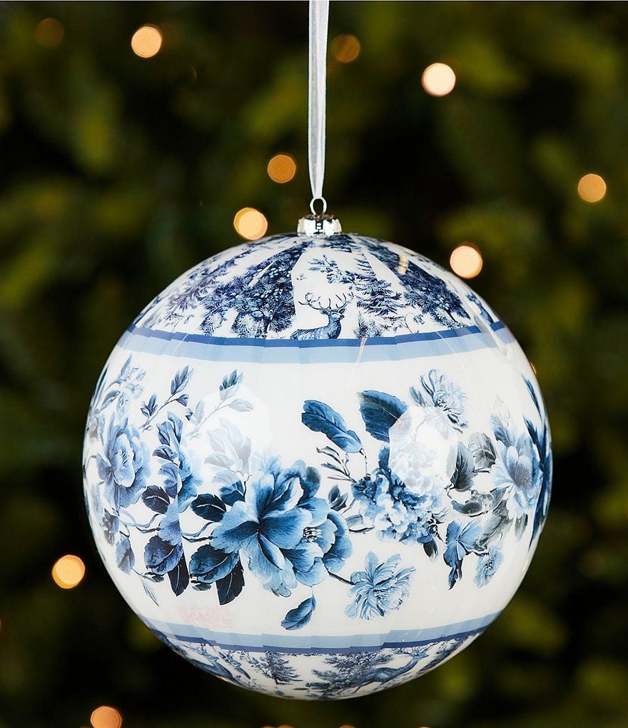 Southern Living Meet Me Under The Mistletoe Chinoiserie Floral Ball Ornament