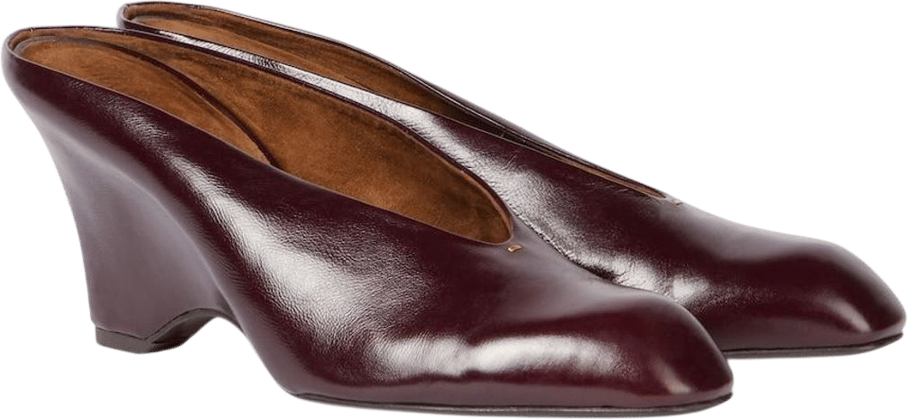 Khaite Women's Brown Colt 75 Leather Wedge Mules