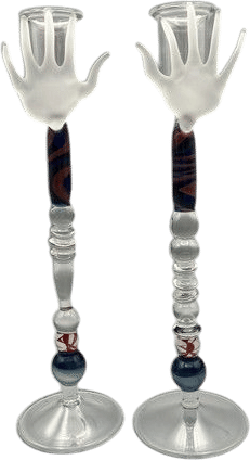 RARE! One of a Kind Elizabeth Ryland Mears FlameWork Candlesticks Signed