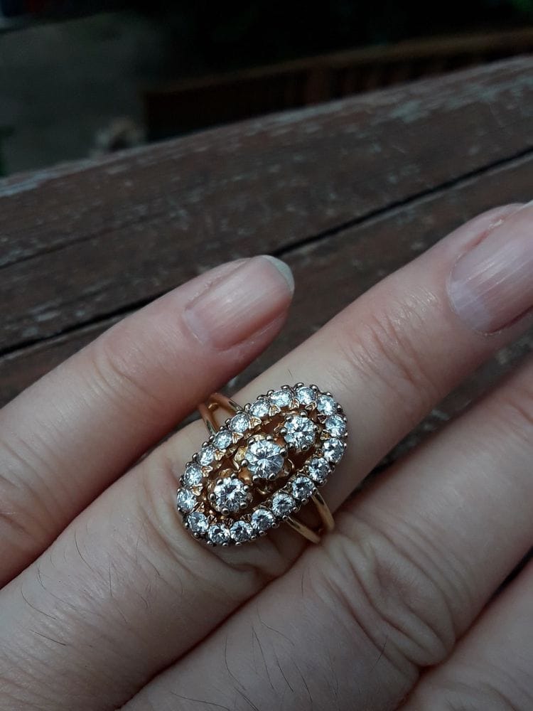 14k Gold Diamond Wedding Engagement Cocktail Ring North South Navette Ring - Etsy