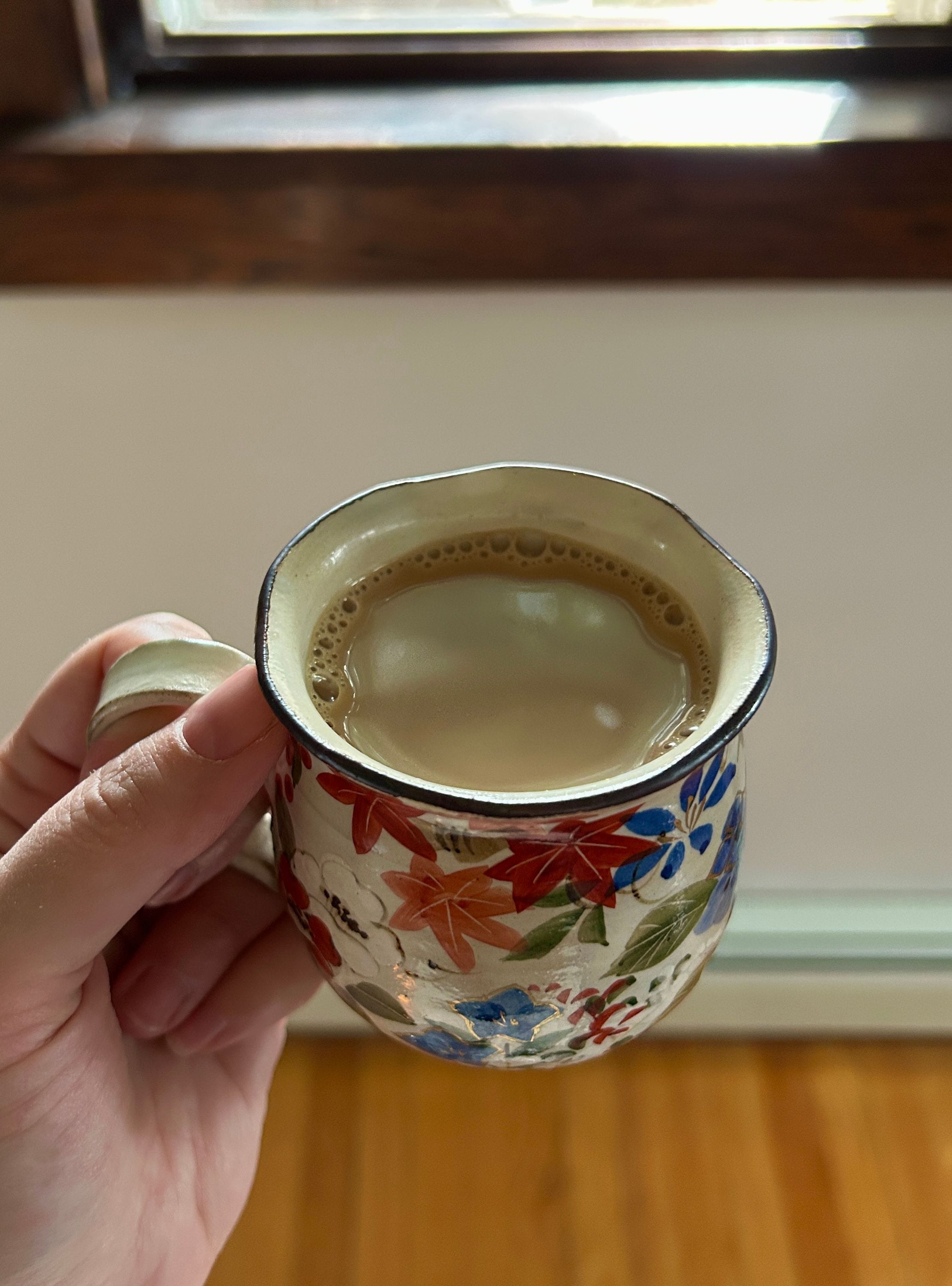 the first cup of “home coffee” after a trip