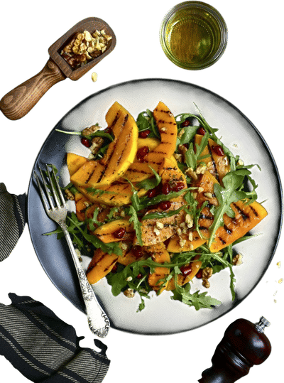 Pumpkin, Rocket, Walnut and Pomegranate Salad Recipe