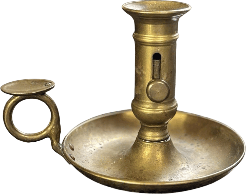 Antique Brass Chamberstick Candle Holder - Vintage 18th/19th Century