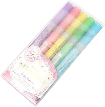 Zebra Kirarich Glitter Highlighter - 5 Color Set