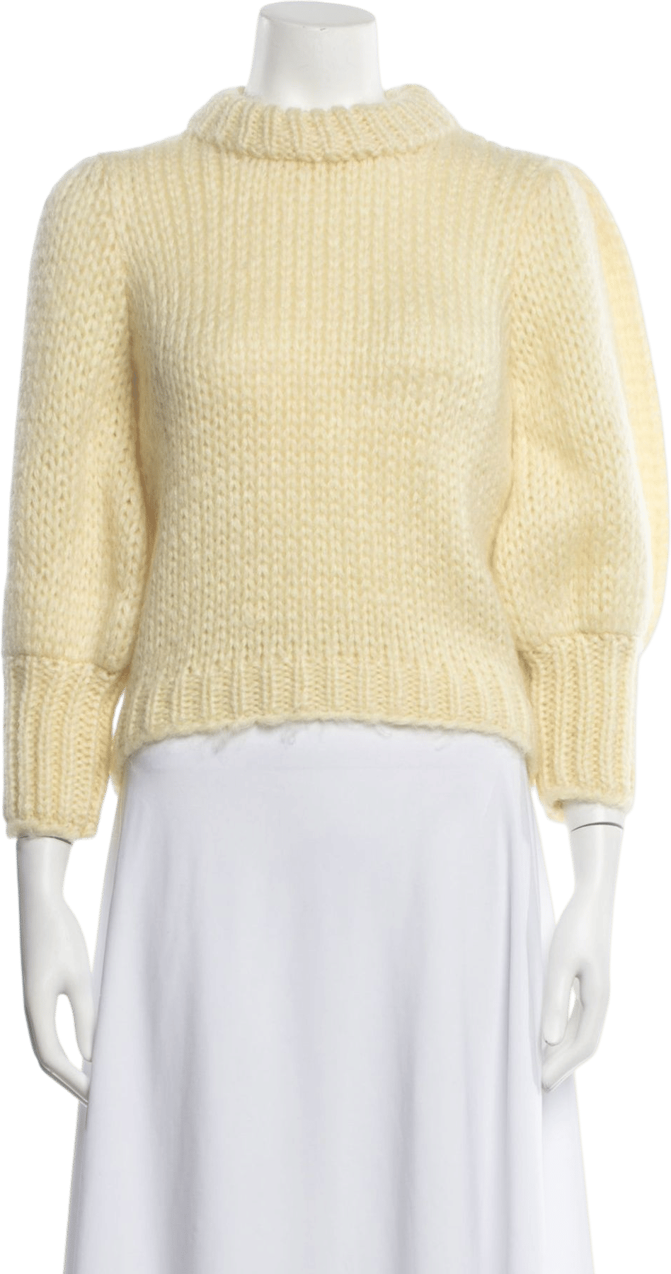 Ganni Wool Mock Neck Sweater - Yellow