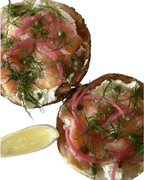 Bagels, cream cheese, and lox