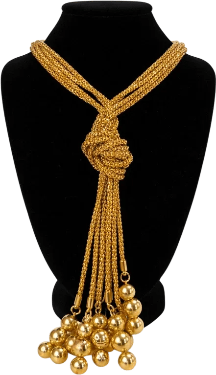 Vintage Estate Gold Tone Chain Tassel Necklace