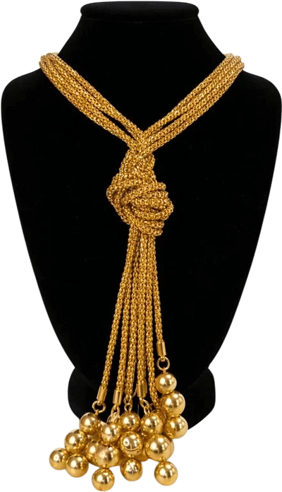 Vintage Gold Tone Chain Tassel Necklace