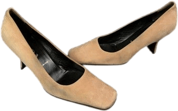 Vintage Prada Beige Cream Leather Pump Square Toe Pump Heel Shoe Size 37