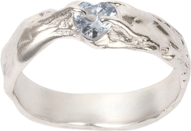 Frozen Heart Ring - Silver Heart-Cut Blue Topaz