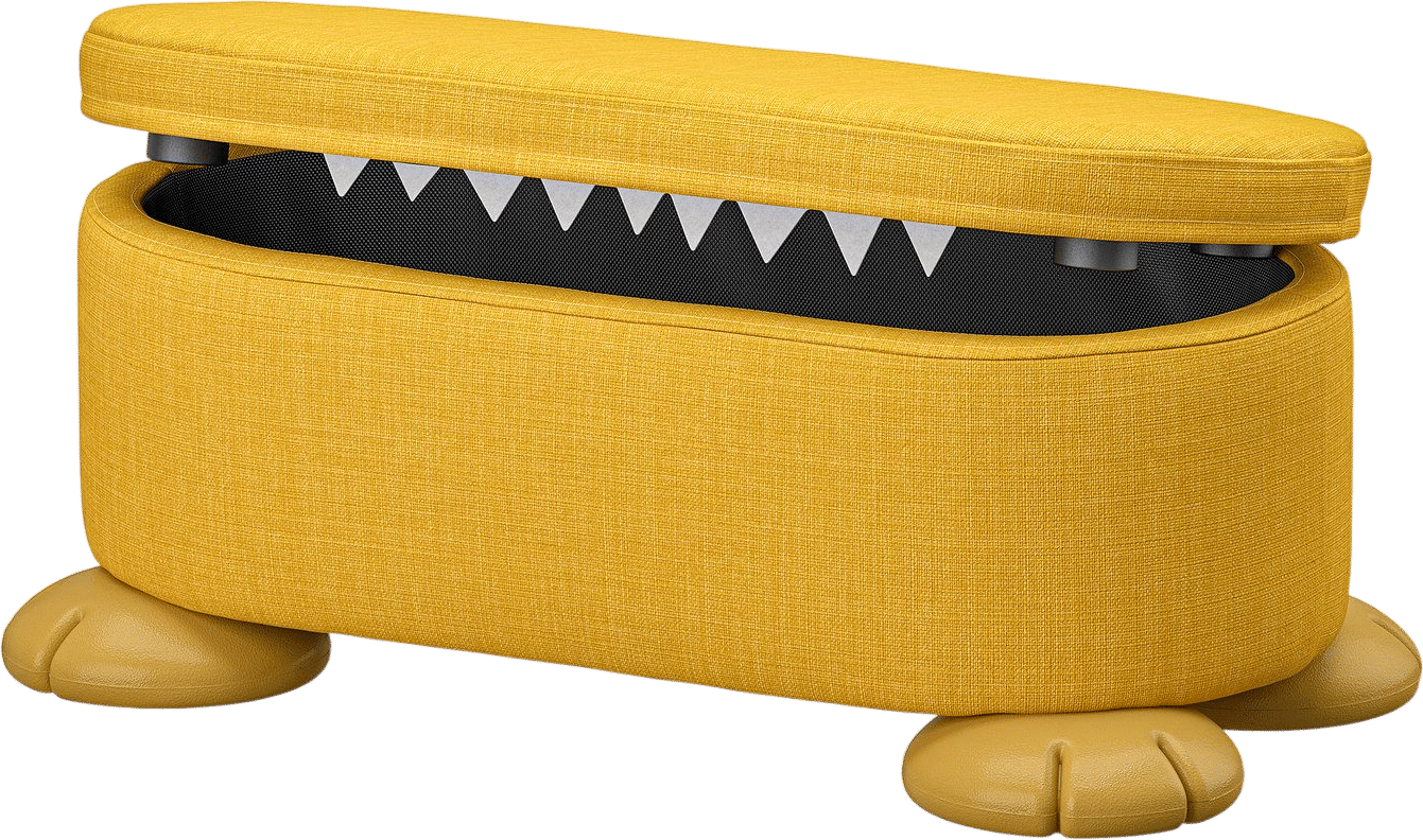 GREJSIMOJS pouf with storage, yellow